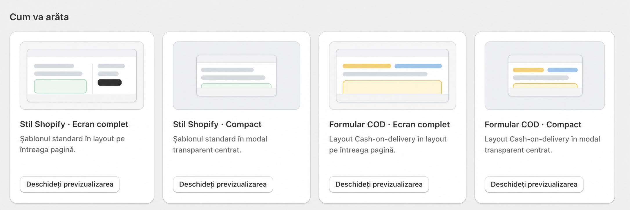 Șabloane de pre-checkout disponibile în TrimiteInRO