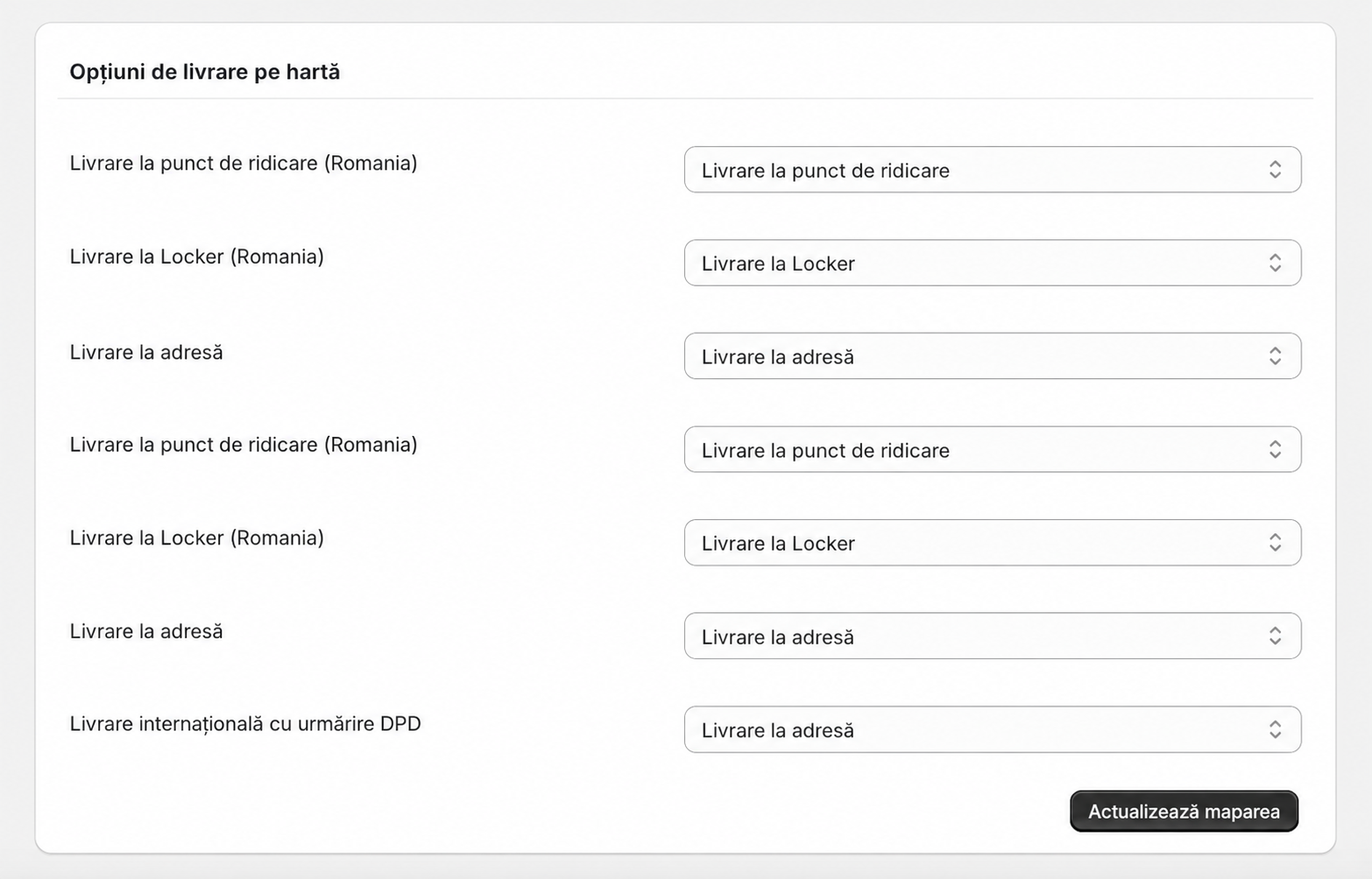 Mapping shopify for Sameday