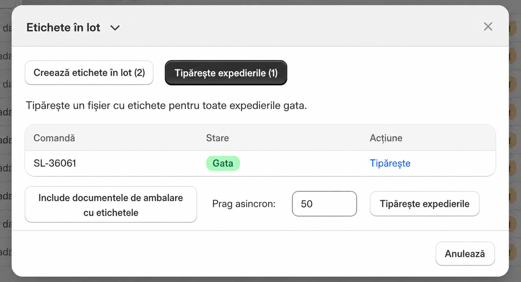 Tipărirea AWB-urilor în lot